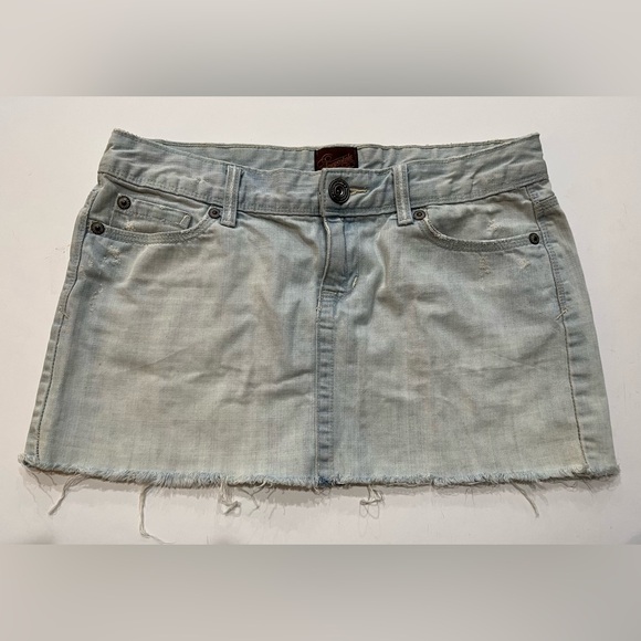 Aeropostale‎ Vintage 90s Y2K Distressed Denim Micro Mini Skirt Sz. 9/10 - Picture 2 of 8